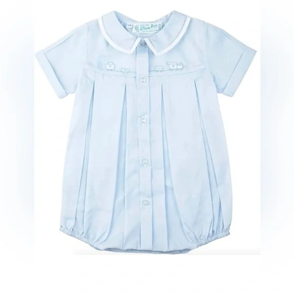 ❤️🔥Feltman Brothers communion Baby Boys Blue Train Bubble Layette Outfit - Picture 1 of 1